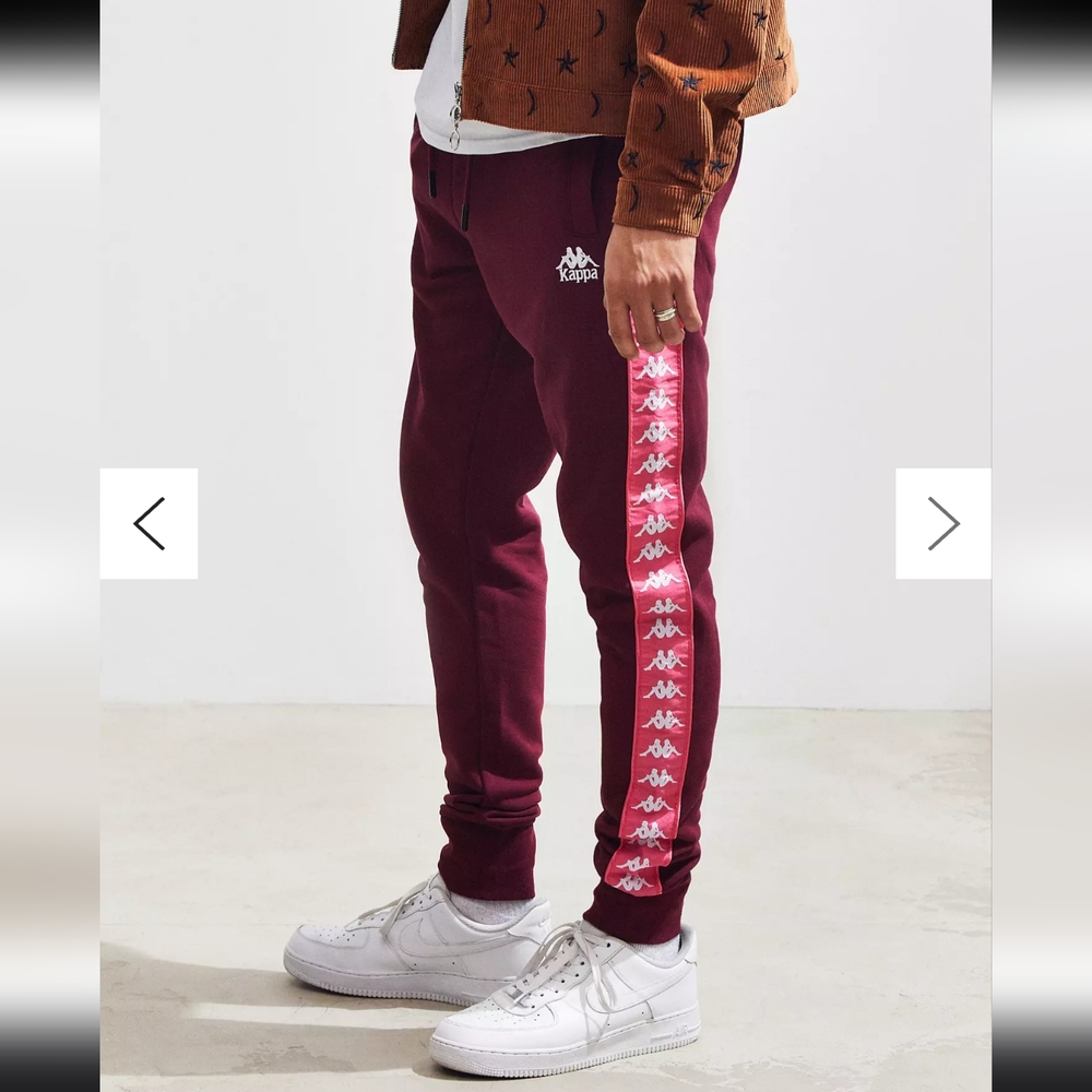 Kappa Alan Burgundy and pink sweatpants, joggers, drawstring, small